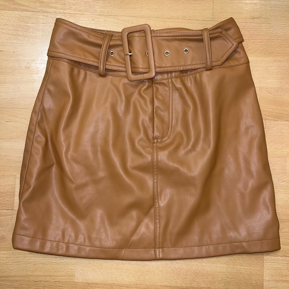 Forever 21 Brown Faux Leather Mini Skirt